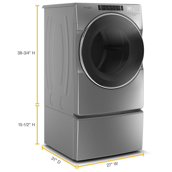 Whirlpool 7.4 Cu. Ft. Electric Steam Dryer, Chrome Shadow - YWED8620HC
