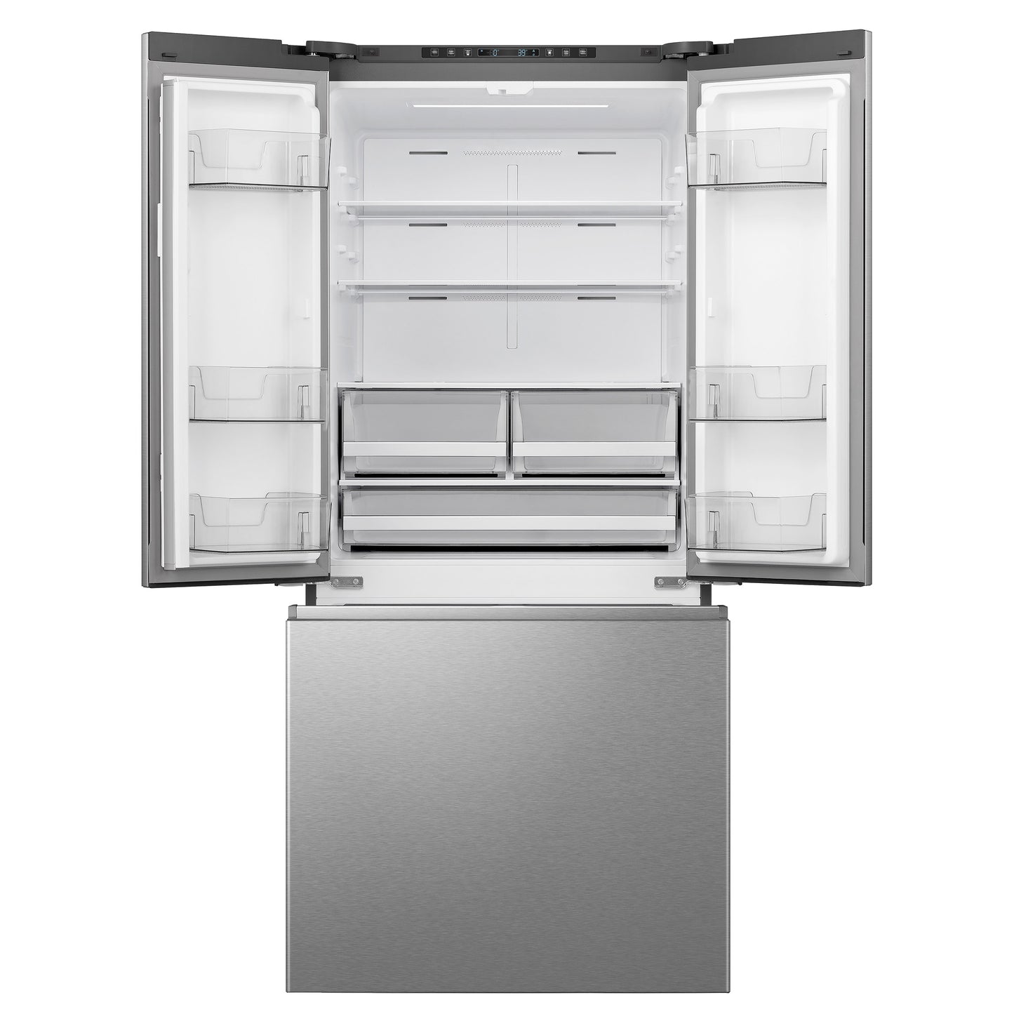 Hisense 30 in. 20.8 cu ft. Stainless Steel French Door Refrigerator with Full Width Adjustable Shelves - RF21A3FSE