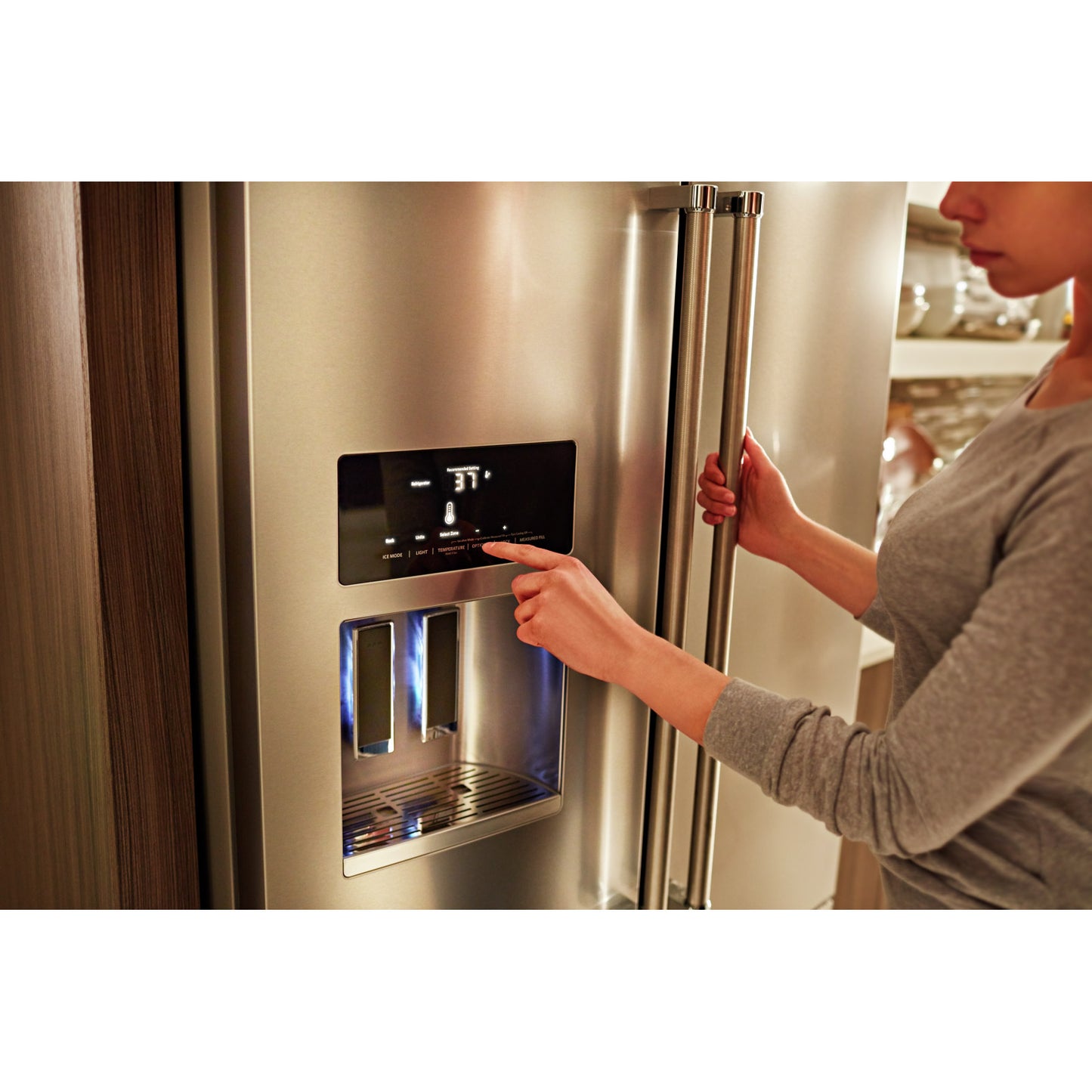 KitchenAid 36 Inch Stainless Steel French Door Refrigerator with Ice and Water Dispenser - KRFF577KPS