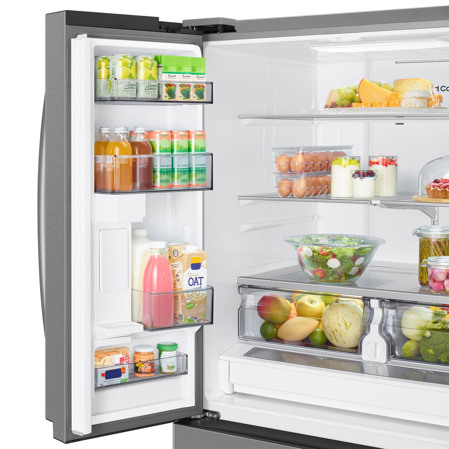 Samsung 36 in 30.8 cu. ft. Stainless Steel 4 Door French Door Refrigerator with SpaceMax Technology and Internal Water Dispenser - RF31CG7200SRAA