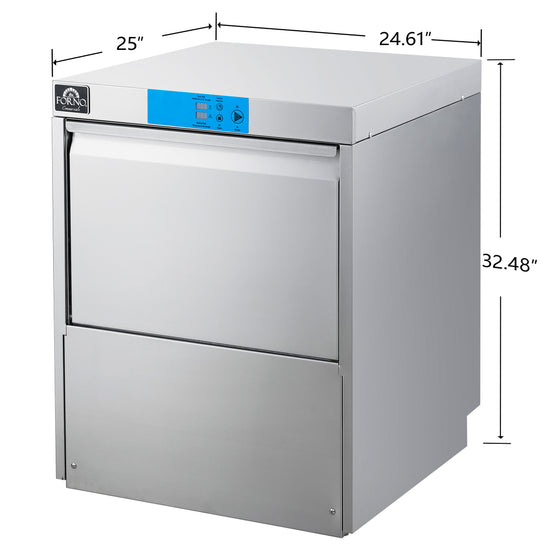 Forno 24 in. Commercial Under-Counter Dishwasher, Stainless Steel - FCMDW0024