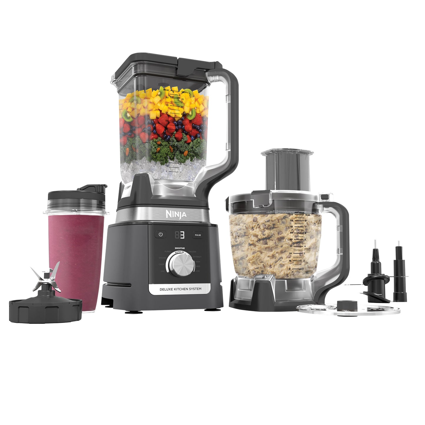 Ninja Deluxe Kitchen System with 2.6 L (88-oz.) Pitcher, 9-Cup Processor and Auto-iQ - CCO905KS- REFURBISHED (See Features)