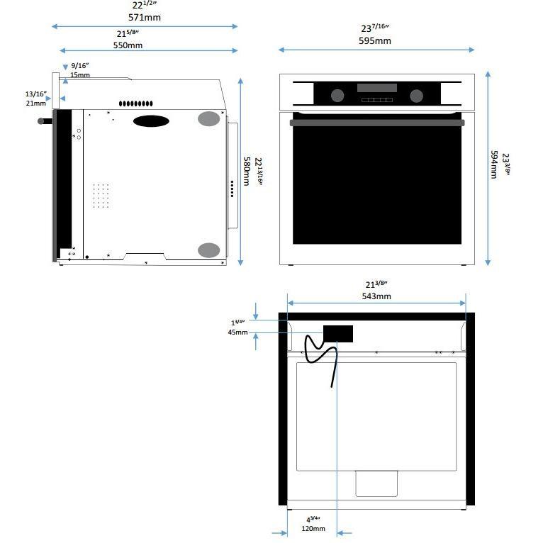 24" Oven Built-In Stainless Steel with Full Glass Door & 7 Prog