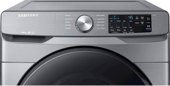 Samsung 27 Inch Front Load Washer with 4.5 cu. ft. Capacity, Steam, Platinum - WF45R6100AP/US