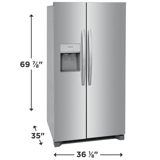 Frigidaire 36 Inch Side-by-Side Refrigerator, 25.6 Cu. Ft., Stainless Steel - FRSS26L3AF