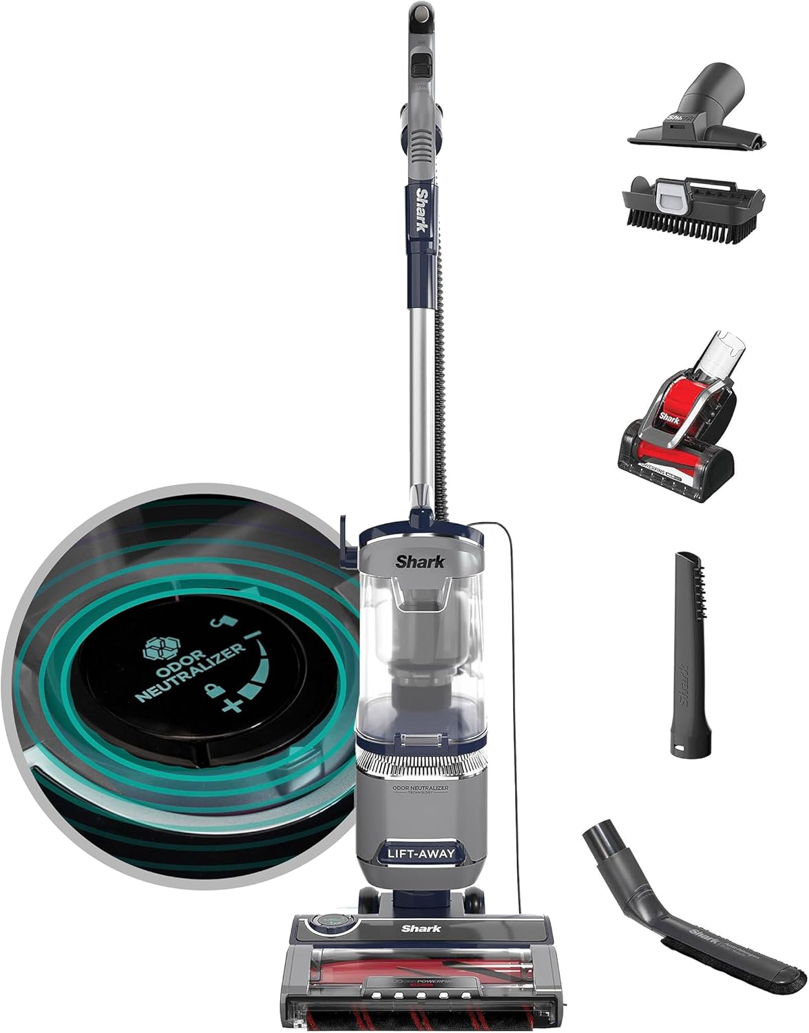 Shark Pet Performance Plus Lift-Away Upright Vacuum with DuoClean PowerFins, Navy/Silver - UV900CCO