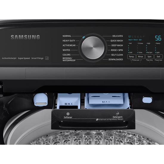 Samsung 27 Inch 6.0 cu. ft. Top Load Washer, Black Stainless Steel - WA52DG5500AVUS