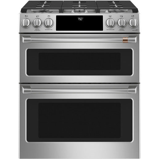 Café 30 Inch Slide-In Double Oven Gas Range, Stainless Steel - CCGS750P2MS1