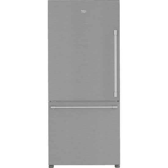 Beko 30 Inch Bottom Freezer Refrigerator with Ice Maker, Stainless Steel - BFBD30216SSIM