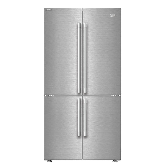 Beko 36 Inch 4 Door Counter Depth French Door Refrigerator, Stainless Steel - BFFD3626SS