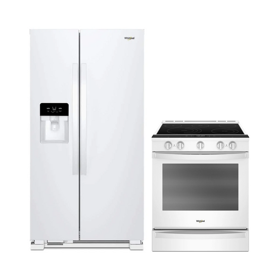 Whirlpool White Fridge and Range (WRS331SDHW & YWEE750H0HW) + Extra $50 off at cart!