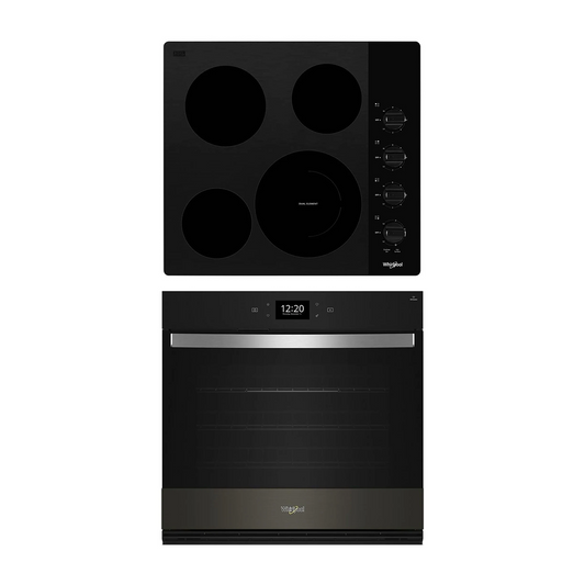 Whirlpool Black Cooktop & Wall Oven (WCE55US4HB & WOES7030PV) + $50 off at cart!