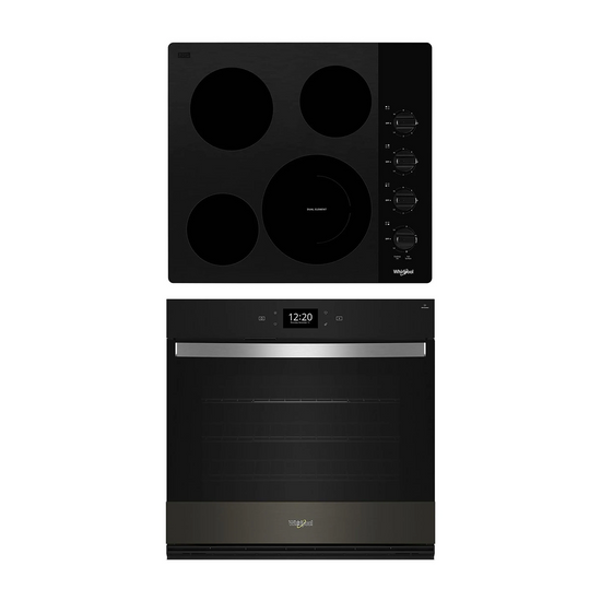 Whirlpool Black Cooktop & Wall Oven (WCE55US4HB & WOES7030PV) + $50 off at cart!
