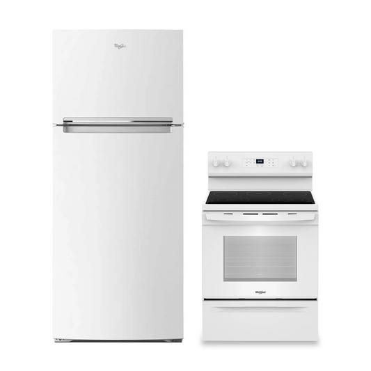 Whirlpool Fridge & Range - Basic Apartment Appliances White (YWFES3330RW & WRT518SZFW) + Extra $50 off at cart!