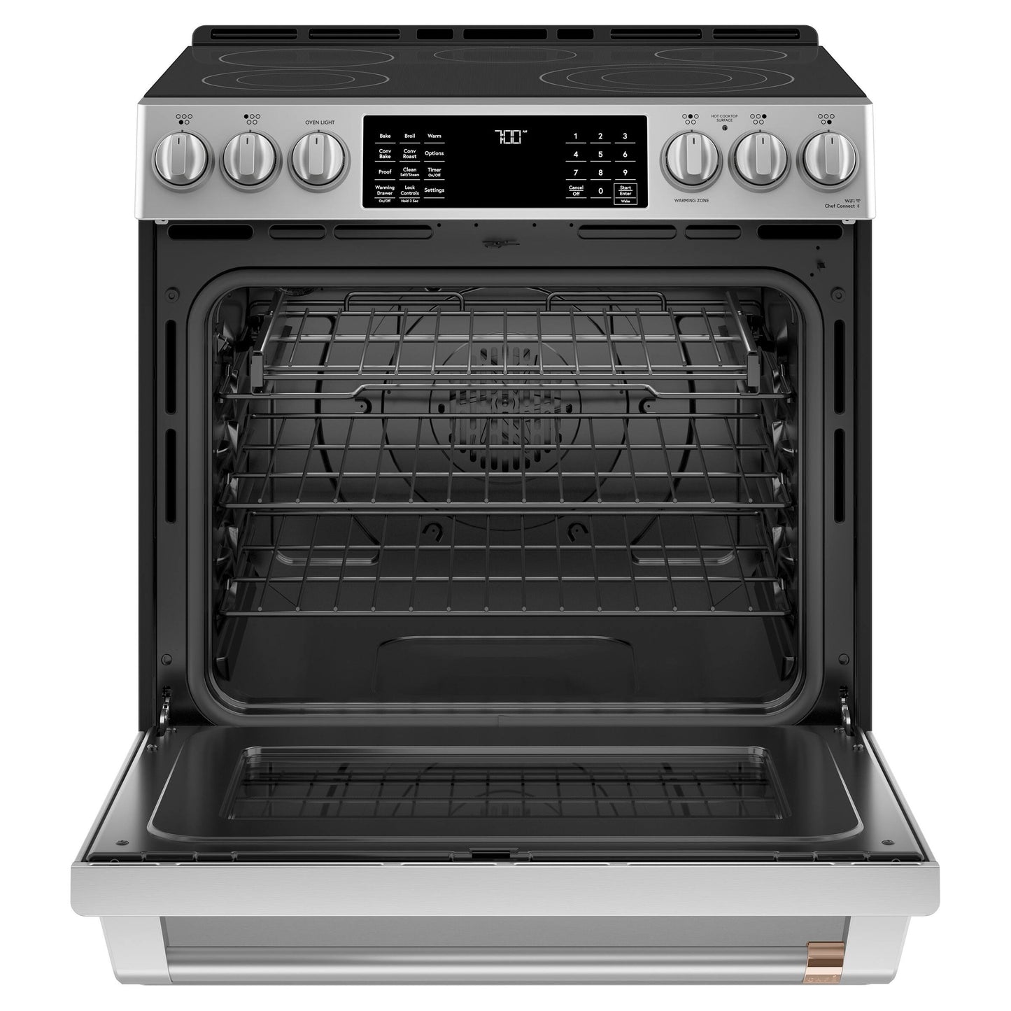 Café™ 30" Slide-In Front Control Radiant and Convection Range Stainless Steel - CCES700P2MS1