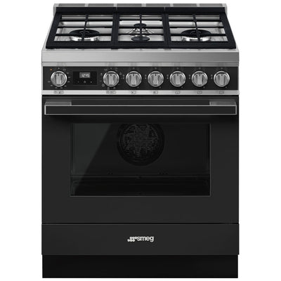 Smeg 30 Inch Dual Fuel Range, Portofino Anthracite - CPF30UGMAN