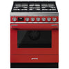 Smeg 30 Inch Dual Fuel Range, Red - CPF30UGMR