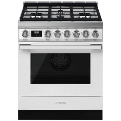 Smeg 30 Inch Dual Fuel Range, White - CPF30UGMWH