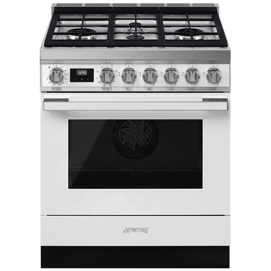 Smeg 30 Inch Dual Fuel Range, White - CPF30UGMWH