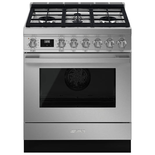 Smeg 30 Inch Dual Fuel Range, Portofino - CPF30UGMX