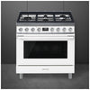 Smeg 36 Inch Portofino Dual Fuel Range, White - CPF36UGMWH