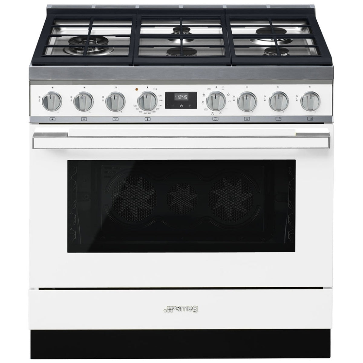 Smeg 36 Inch Portofino Dual Fuel Range, White - CPF36UGMWH
