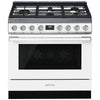 Smeg 36 Inch Portofino Dual Fuel Range, White - CPF36UGMWH