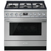 Smeg Portofino 36 Inch Dual Fuel Range, Stainless Steel - CPF36UGMX
