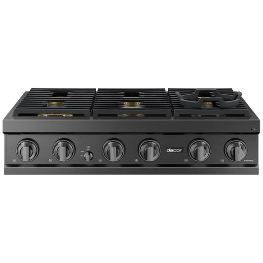Dacor 36 Inch Gas Cooktop, 6 Burners, Graphite - DTT36T960GM