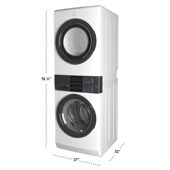Electrolux Laundry Tower Front Load Washer 5.1 cu. ft. and Electric Dryer 8 cu. ft. - ELTE730CAW
