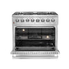 Forno Galiano 36 Inch Dual Fuel Range, Stainless Steel, 6 Burners, 5.36 cu. ft. - FFSGS6156-36