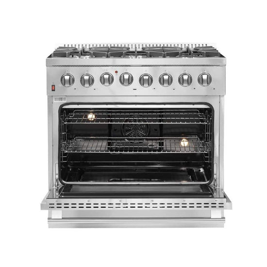 Forno Galiano 36 Inch Dual Fuel Range, Stainless Steel, 6 Burners, 5.36 cu. ft. - FFSGS6156-36