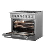 Forno Galiano 36 Inch Dual Fuel Range, Stainless Steel, 6 Burners, 5.36 cu. ft. - FFSGS6156-36