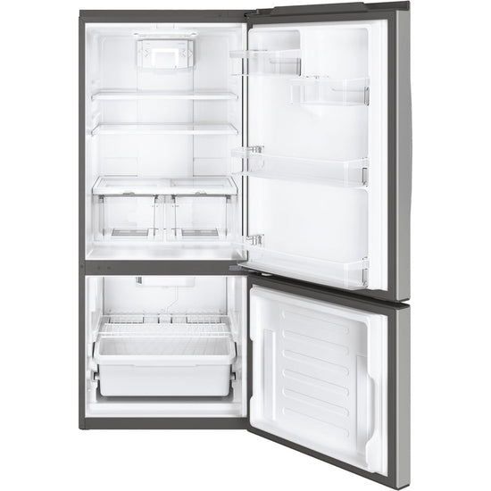 GE 20.9 Cu. Ft. Bottom Mount Refrigerator, Fingerprint Resistant Stainless Steel - GBE21AYRKFS