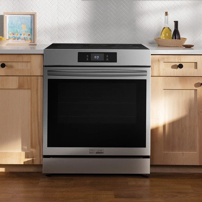 FRIGIDAIRE GALLERY 30-INCH SLIDE-IN INDUCTION RANGE WITH TOTAL CONVECTION STEAM AND SELF CLEAN IN SMUDGE-PROOF STAINLESS - GCFI306CBF