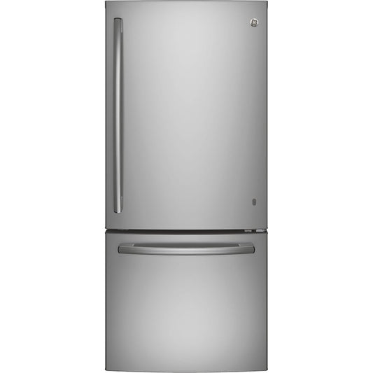 GE 30 Inch Bottom Freezer Refrigerator, 20.9 cu. ft., Stainless Steel - GDE21DYRKFS