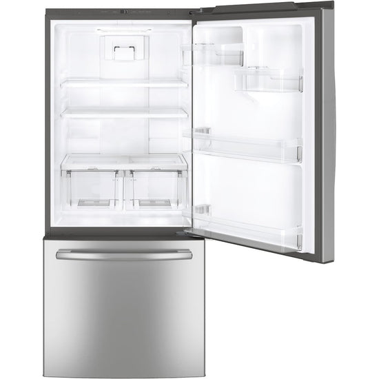 GE 30 Inch Bottom Freezer Refrigerator, 20.9 cu. ft., Stainless Steel - GDE21DYRKFS