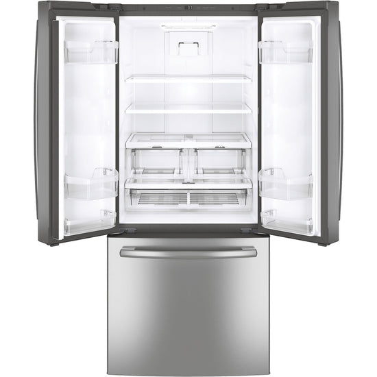 GE 30 Inch French Door Refrigerator with 20.8 cu. ft. Capacity, Stainless Steel - GNE21DYRKFS