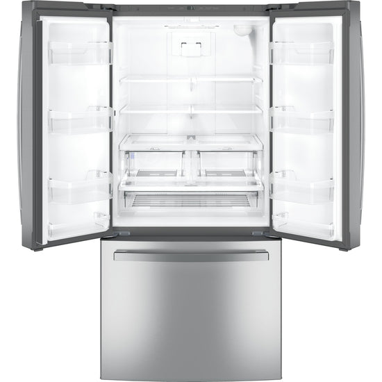 GE 33 Inch French Door Refrigerator with 24.7 Cu. Ft. Capacity, Stainless Steel - GNE25JYKFS