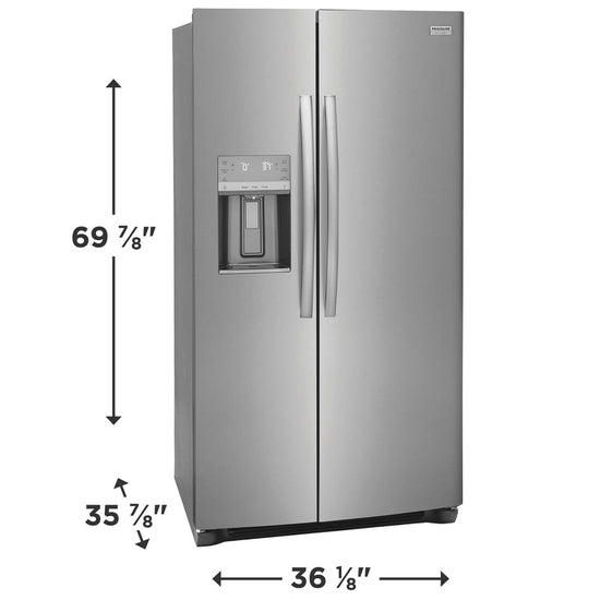Frigidaire Gallery 36 Inch Side-by-Side Refrigerator, 25.6 cu. ft., Stainless Steel - GRSS2652AF