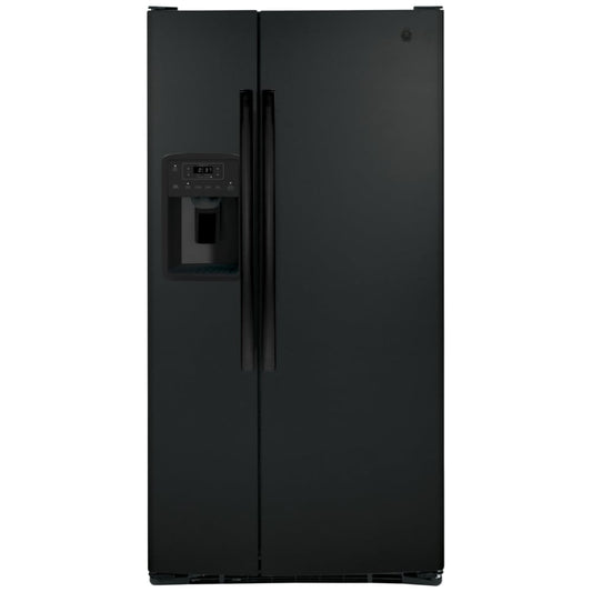 GE 33-INCH SIDE-BY-SIDE REFRIGERATOR WITH 23.0 CU. FT. CAPACITY, BLACK - GSS23GGPBB