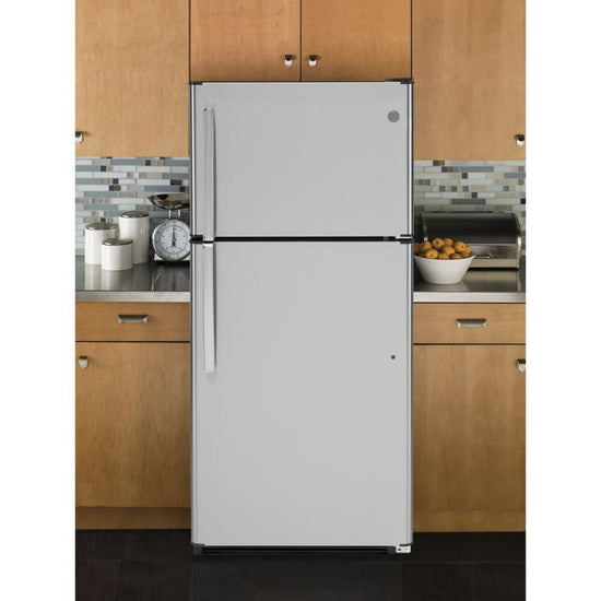 GE 30-inch Top Freezer Refrigerator, 18 cu. ft., Stainless Steel - GTE18FSLKSS