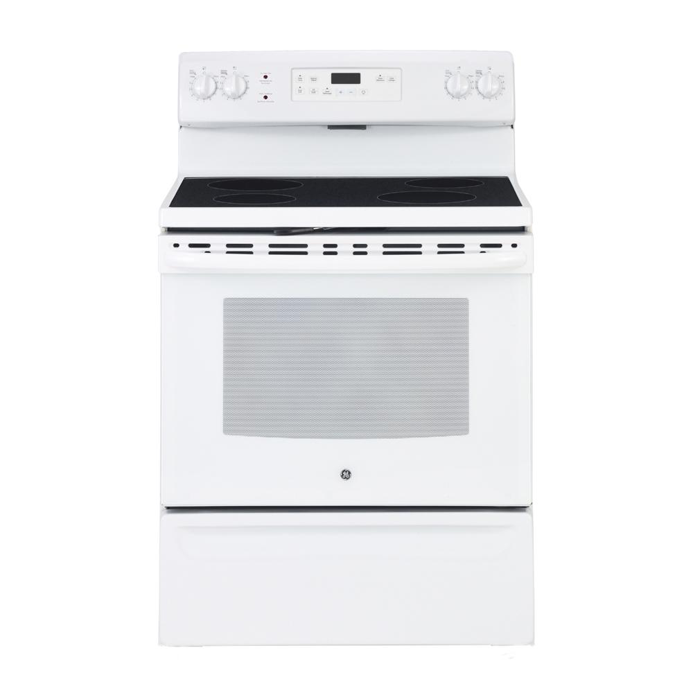 GE APPLIANCES 30" ELECTRIC FREESTANDING RANGE WITH STORAGE DRAWER IN WHITE - JCB635DKWW