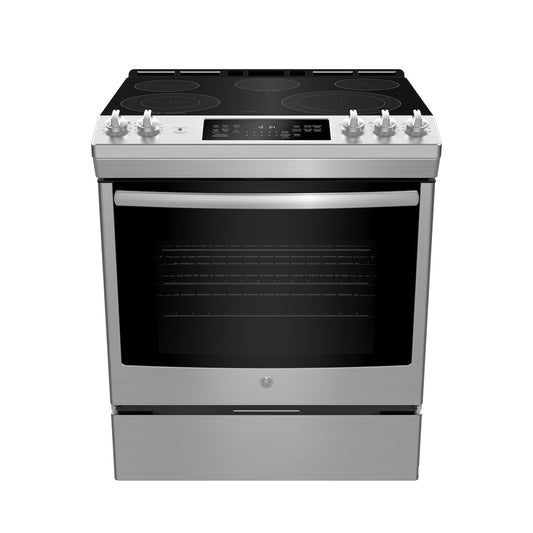 GE 30 Inch Slide-In Electric Range with True Convection, Stainless Steel - JCS840SMSS