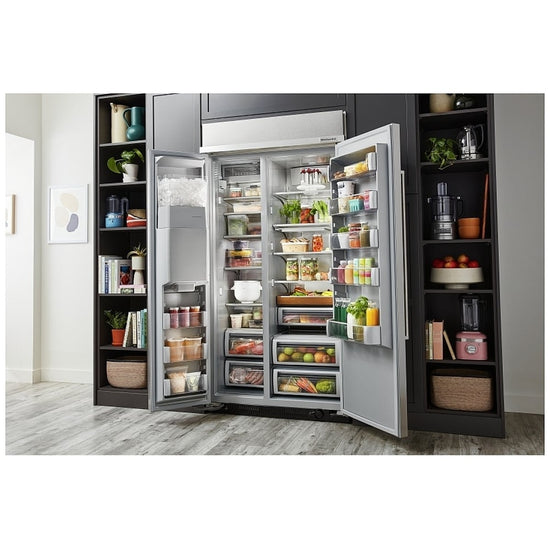 KitchenAid 48 Inch Built-In Side-by-Side Refrigerator, Stainless Steel - KBSD708MSS