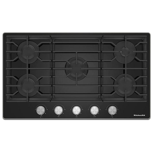 KitchenAid 36 Inch Gas-on-Glass Cooktop - KCGG536PBL