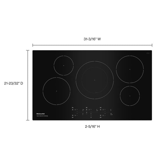 KitchenAid 36 Inch Induction Cooktop with 5 Elements - KCIG556JBL