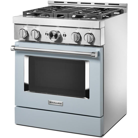 KitchenAid 30 Inch Freestanding Gas Range, Misty Blue - KFGC500JMB