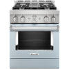 KitchenAid 30 Inch Freestanding Gas Range, Misty Blue - KFGC500JMB