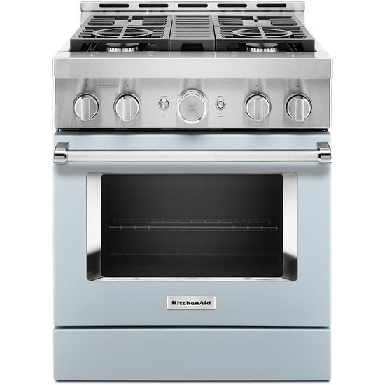 KitchenAid 30 Inch Freestanding Gas Range, Misty Blue - KFGC500JMB